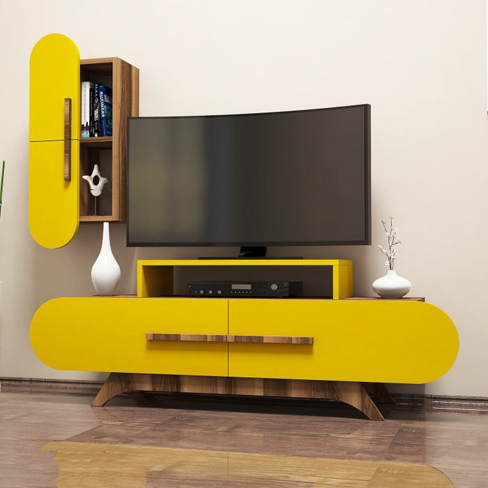 Hanah Home Mueble de TV Rose S - Walnut, Yellow Hanah Home Mueble de TV Rose S - Walnut, Yellow